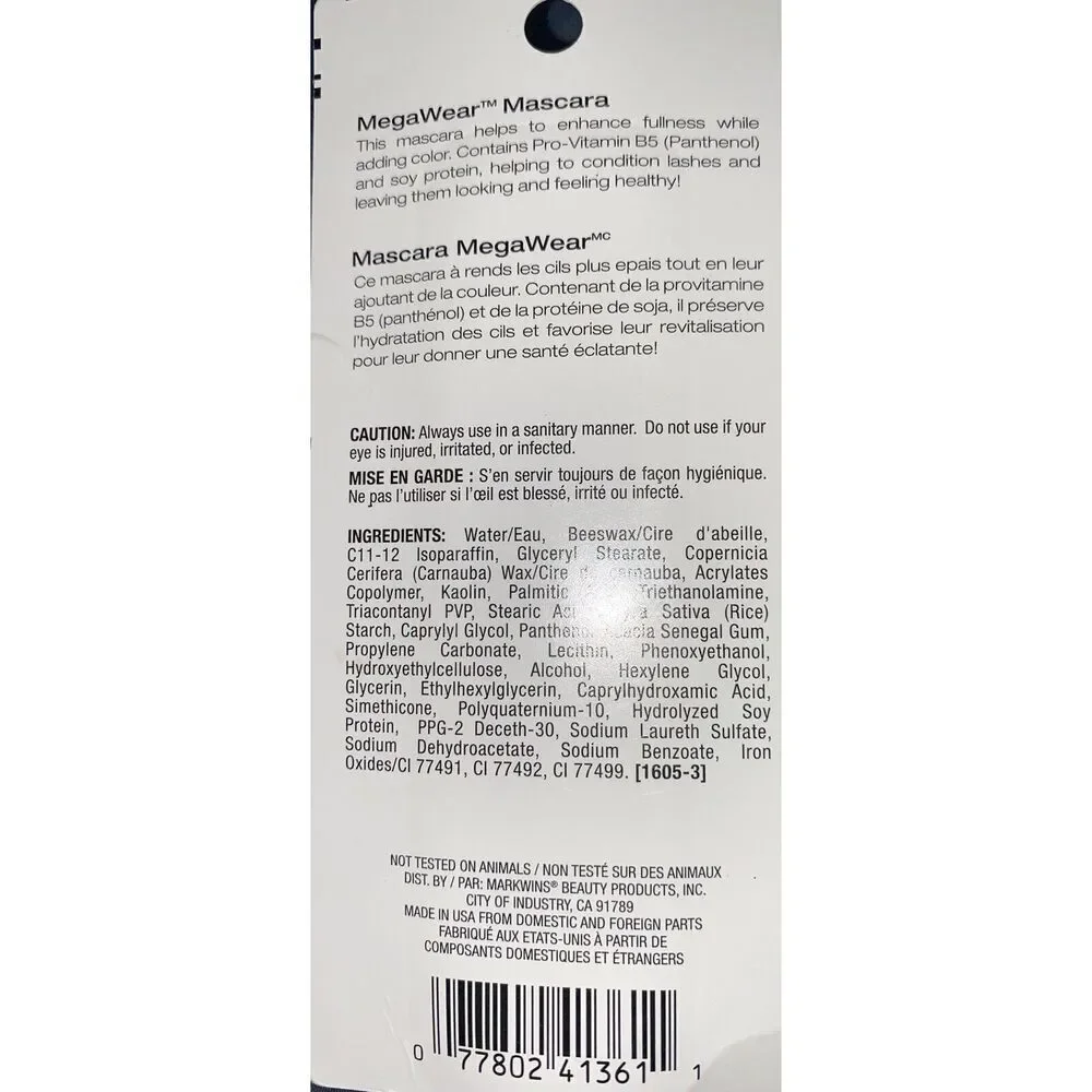 Wet and Wild Enhance and Define Megawear Mascara, Black, 1 Oz, 0.24 Fl Oz Black